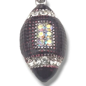 Football Pendant Rhinestone Detail Game Day Bling - Picture 1 of 5