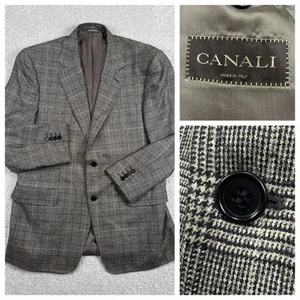 Canali Wool Black Gray Sport Coat Blazer Jacket - Men's Size 42R Ticket Pocket - Picture 1 of 12