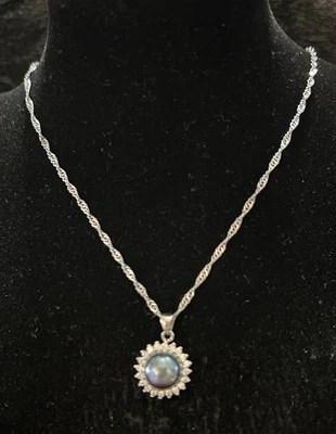 "Collar intercambiable de plata esterlina con perlas de agua dulce y piedras circonitas de colección 18""" Foto 1 de 4