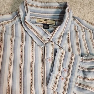 Tommy Bahama Shirt Mens Sz XL Tencel Lyocell Stripe Long Sleeve Soft Resort - Picture 1 of 11
