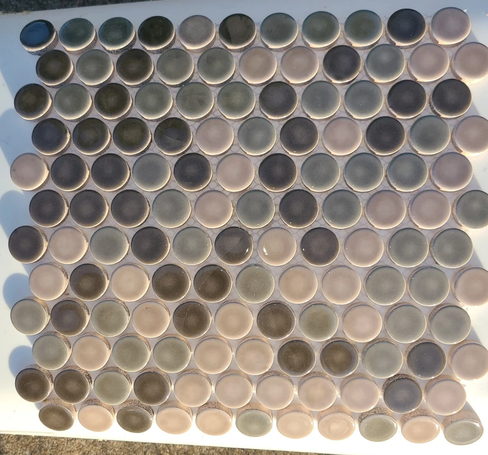 1 Caja de 11 Centavos Azulejos Redondos Marrón Mosaico Moteado Azulejos para Baño, Cocina Foto 1 de 4