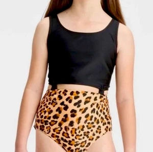Art Class Girls Black Leopard Print One Piece Swimsuit Size XL (14-16) Plus NWT - Picture 1 of 10