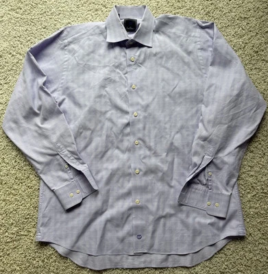 Men’s David Donahue Purple Check Dress Shirt Size 16 34/35 - Image 1 of 4