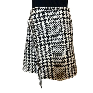 Eddie Bauer | Black/White Houndstooth Wool Blend Wrap Skirt - Picture 1 of 10
