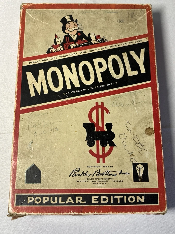 Vintage 1954 Monopoly Game Popular Edition Parker Brothers No Board Mix Pieces - Image 1 of 4