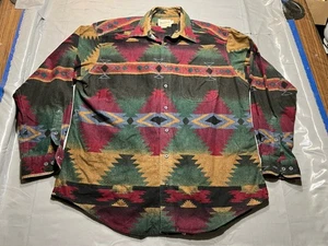 Vtg 90s Woolrich Shacket Shirt Mens XL Aztec Southwestern Button Up 90s USA Made - Picture 1 of 7