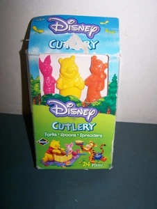 DISNEY POOH PIGLET TIGGER DIAMOND PLASTIC CUTLERY SPOON FORK SPREADERS MIOB 24PC - Picture 1 of 5
