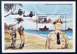 ANTIGUA & BARBUDA END WWII 50TH ANV STAMPS SS 1995 MNH NIMITZ WARSHIP AIRPLANE - Picture 1 of 1