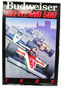 Budweiser 1983 Cleveland 500 Indy Racing Original Poster Automotive - Imagen 1 de 6