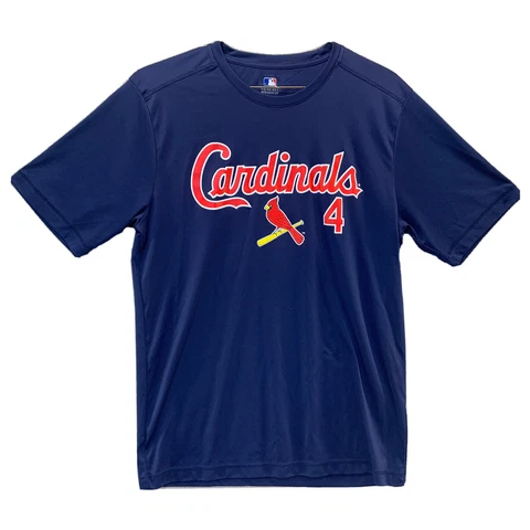 St Louis Cardinals T-Shirt #4 Yadier Molina Size Large Blue MLB Genuine Merch Cover