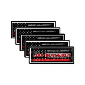 .300 Blackout Ammo Can Decal Ammunition Box Sticker Red Line American Flag 5 Pk - Picture 1 of 2
