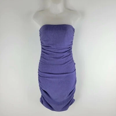 Halston Heritage womens wool strapless bodycon dress purple side zipper sz 4 - Image 1 of 4