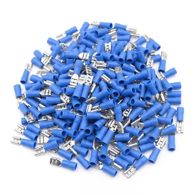 1000Pcs 4.8mm Blue 14AWG Female Spade Insulated Quick Disconnect Crimp Terminals - Image 1 of 4