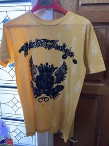 christian audigier Los Angeles men t shirt yellow gold gilt crown - Picture 1 of 6