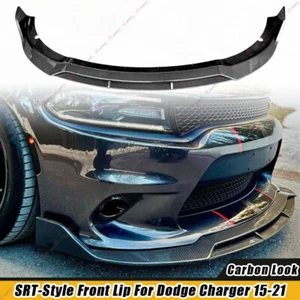 For Dodge Charger 15-23 V3-Style Carbon Fiber Look Front Splitter Spoiler Lip - Picture 1 of 16