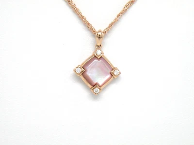 Auténtico Kabana Oro Rosa 14k, Madreperla Rosa, Diamantes, Colgante Foto 1 de 4