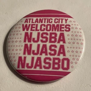 Atlantic City NJ Welcomes NJSBA NJASA NJASBO School Association Button Pin R50 - Picture 1 of 4