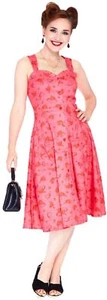 Voodoo Vixen "CUPID HEART" Vintage CORAZÓN Botón SWING DRESS Vestido Rockabilly - Imagen 1 de 6