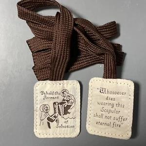 100% Wool Scapular Catholic The Garment Of Salvation Mt Carmel Our Lady St Simon - Picture 1 of 5