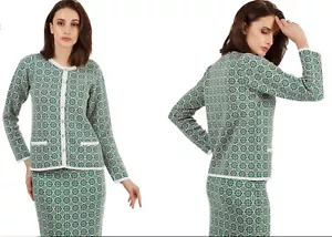 Kooi Knitwear Jacket Retro-Strickjacke White Green Cardigan Blc-Iv-Ko 18014 - Picture 1 of 1