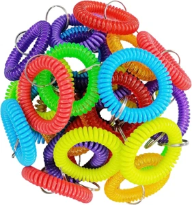 40 PCS Multicolor Plastic Stretchable Spiral Bracelet Wrist Coil Key Chains, Wri - Picture 1 of 5