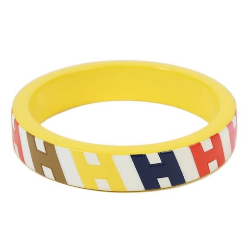 HERMÈS Bracciale HERMES in legno giallo con logo H larghezza 0 59 pollici circonferenza polso 7 87 pollici