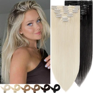 Clip Invisible en Extensiones de Cabello Humano Remy 100% Real 8 Piezas Cabeza Completa - Imagen 1 de 46