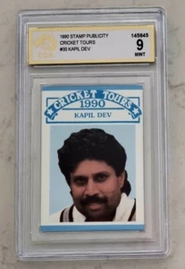 Rare Kapil Dev Stamp Publicity trade card cricket Graded 9 Mint not signed India - Picture 1 of 2