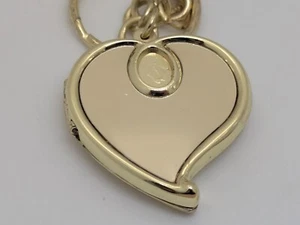 Heart Shaped Picture Locket Keychain Gold Toned Metallic - Picture 1 of 5