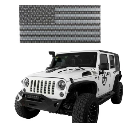 黑白美国国旗前网格栅插入适合吉普牧马人 JK 07-18 — 第 1/4 张图片