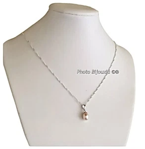 Collana Pendente Perla D'Acqua Dolce Naturale Argento Massiccio Gioielli Donna - Foto 1 di 8