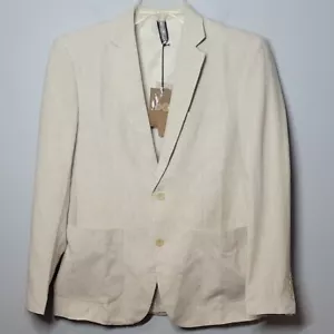 PJ Paul Jones Linen blend Cream Suit Jacket Blazer mens size Medium sport coat - Picture 1 of 7