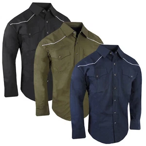 Camisa Rodeo Western Para Hombres Borde Blanco Rayas Perla Broches Bolsillos VERDADERO AJUSTE Elástica - Imagen 1 de 15