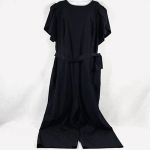 Calvin Klein Jumpsuit Womens 20W Black Straight Leg Short Sleeve New - Picture 1 of 13