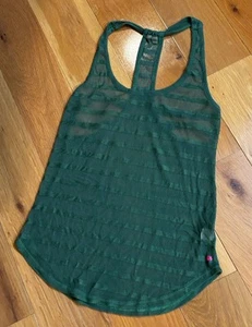 Green Ribbed Racerback Tank With Pink Lotus Logo - Picture 1 of 7
