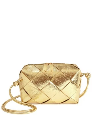 Tiffany & Fred Paris Smooth Metallic Woven Leather Bag Women's Gold - Image 1 of 3