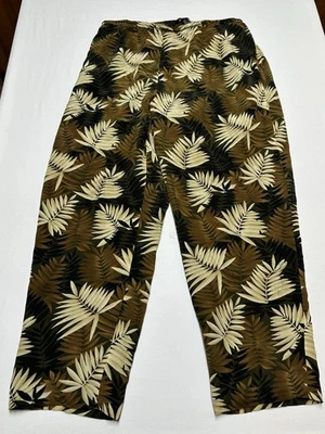 Calça social Josephine Chaus feminina tamanho 18 100% seda floral tropical havaiana - Imagem 1 de 4