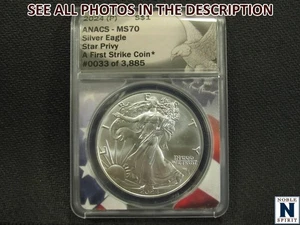 NobleSpirit (ME) 2024 P Eagle Silver Dollar Star Privy First Strike ANACS MS70 - Picture 1 of 4