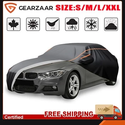 Waterproof 6 Layer Car Cover Heavy Duty Reflective Strip Zipper Small Large Size - Image 1 of 4