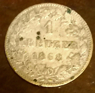 German States: 1868 Wurttenberg 1 Kreuzer (VF) - Image 1 of 2