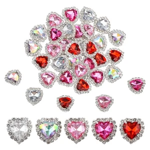 30 Pcs Heart Rhinestones for Crafts Flatback Pearl Crystal Rhinestone Buttons - Picture 1 of 7