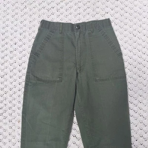 Pantaloni utility vintage OG-107 raso di cotone verde militare esercito pantaloni zip - 28x28 - Foto 1 di 9