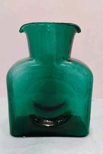 Vintage Blenko #384 Emerald Green Double Spout Water Carafe Pitcher Decanter - Picture 1 of 6