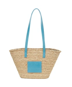 Cavalli Class Strandtasche CERVINIA Natur/Hellblau Medium Stroh - Bild 1 von 4