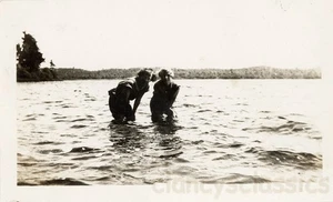 1916 Two Women Sillouette Swimmers in the Lake Beresford SD - Picture 1 of 1