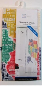 THE WORLD MAP Shower Curtain USA Europe & All Continents Educational Peva New - Picture 1 of 3