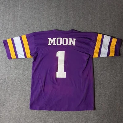 Warren Moon T-shirt Minnesota Vikings Mens Large V-neck Logo 7 Vintage USA - Image 1 of 4