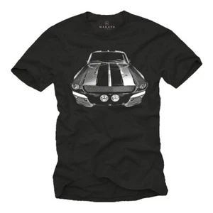 US MUSCLE CAR MENS T SHIRT WITH CUSTOM 1968 MUSTANG - SHORT SLEEVE TEE - Picture 1 of 2