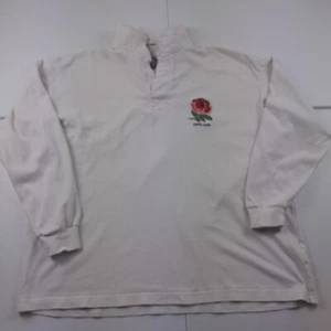VTG 90's Cotton Traders England Rugby Top Men's Size XL Chest 52" White Cotton - Picture 1 of 13