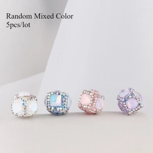 5x Glitter Cats Stone Crystal Polymer Clay Square Beads Decor for Jewelry Craft - Picture 1 of 15